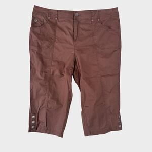 CJ Banks 18W Brown Capri Pants Cotton Spandex